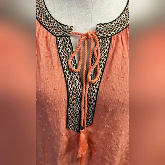 Dr2 Women's Coral Top with Embellished Neckline - Picture 3 of 4